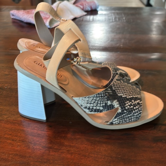 Gianni Bini Snakeskin Ankle Wrap Sandals with 4 inch block Heel - Picture 4 of 5